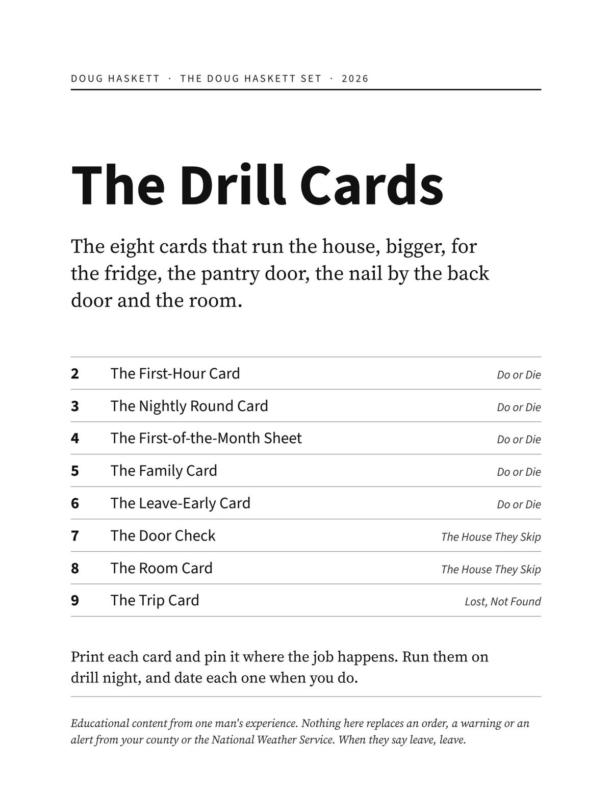 The Drill Cards